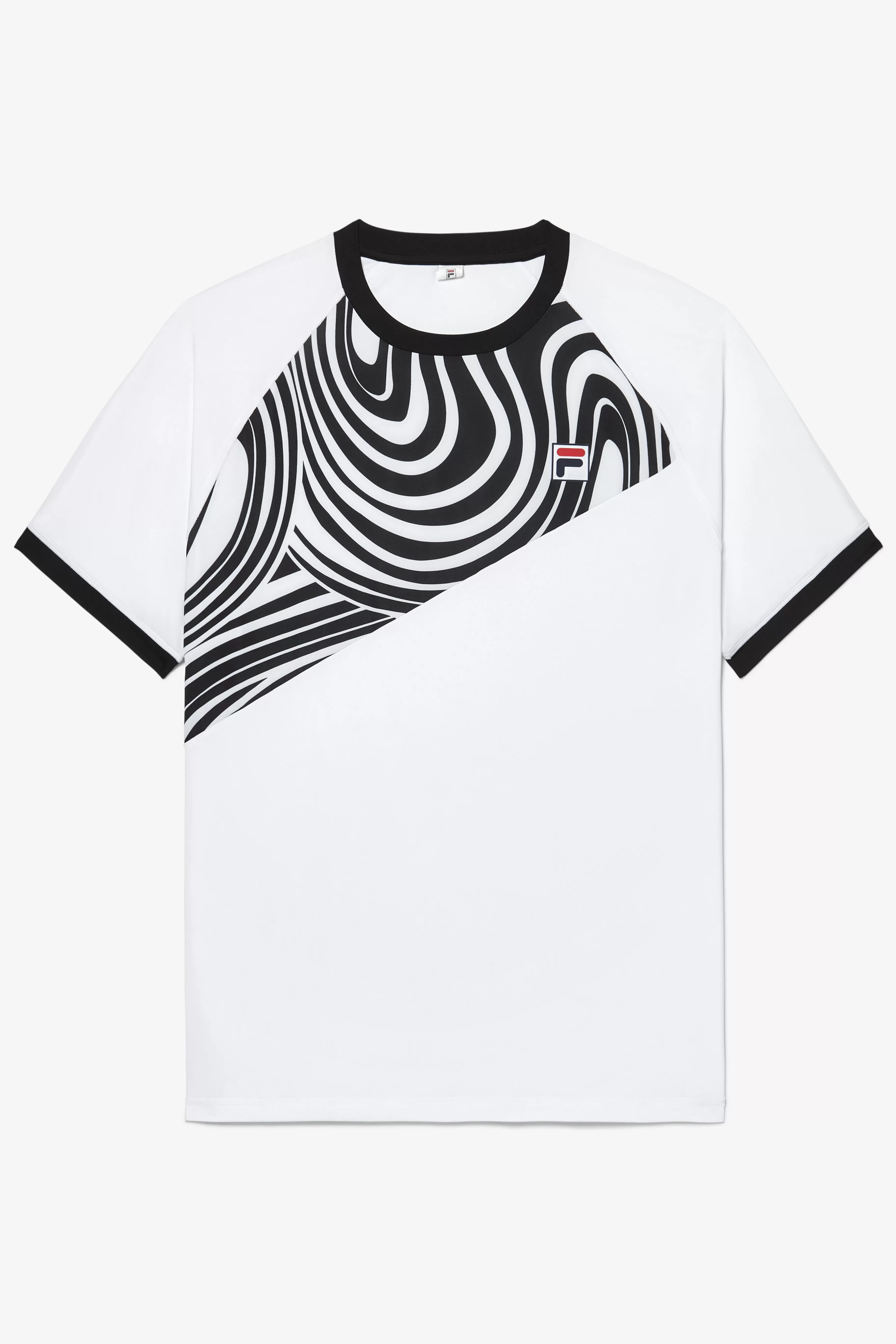 New Tie Breaker Short Sleeve Color Block Printed Crew Tops | Tennis