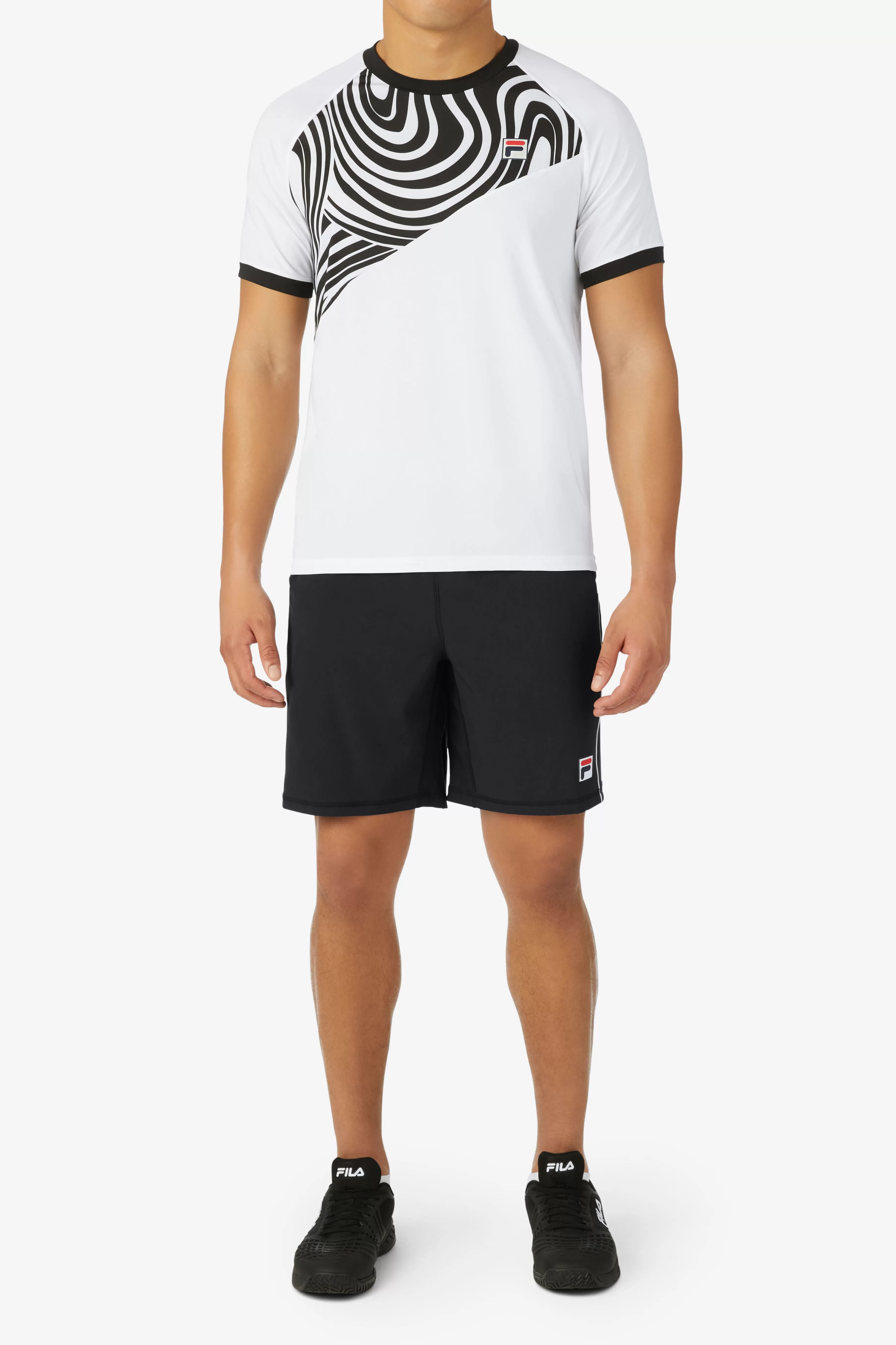 New Tie Breaker Short Sleeve Color Block Printed Crew Tops | Tennis