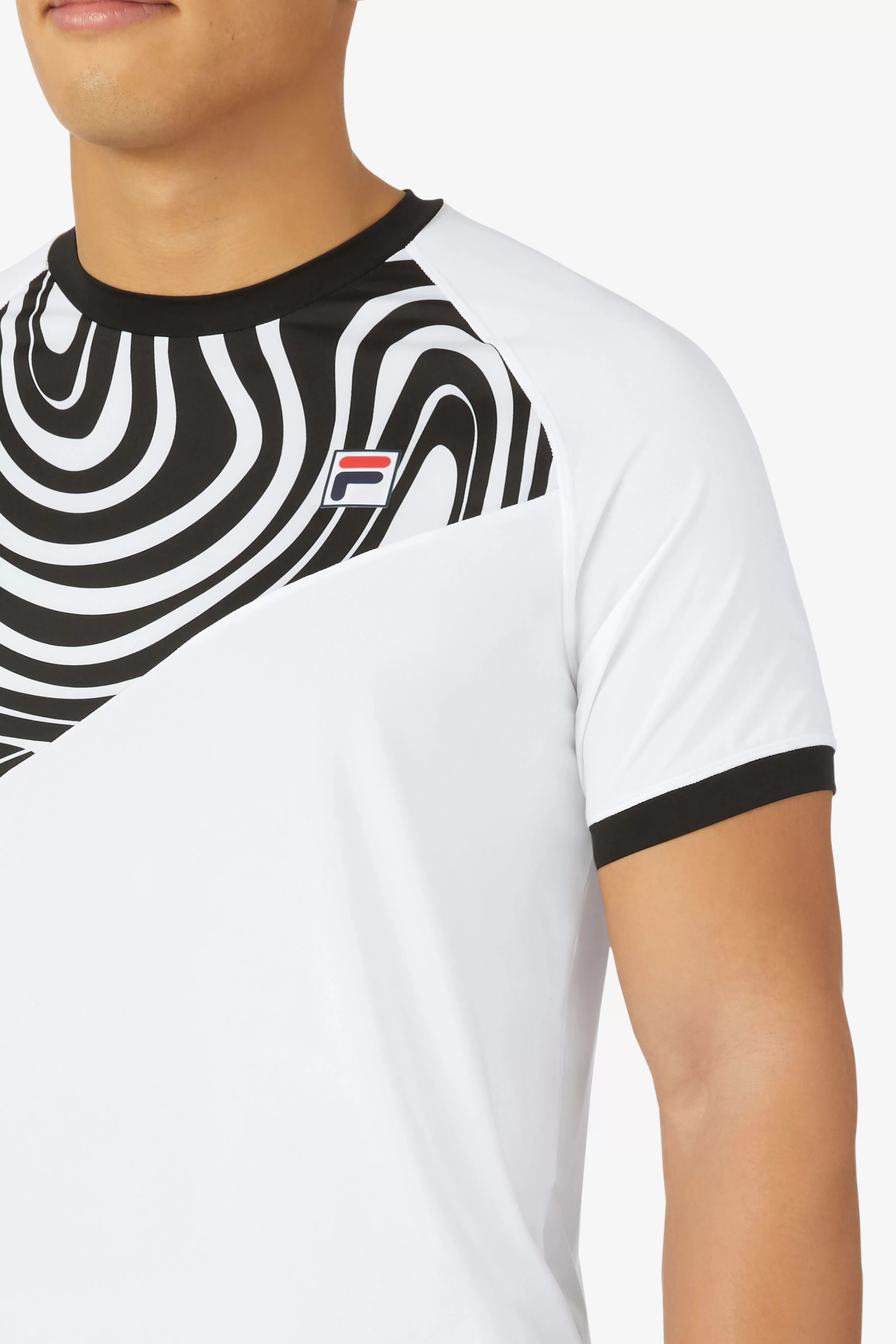 New Tie Breaker Short Sleeve Color Block Printed Crew Tops | Tennis